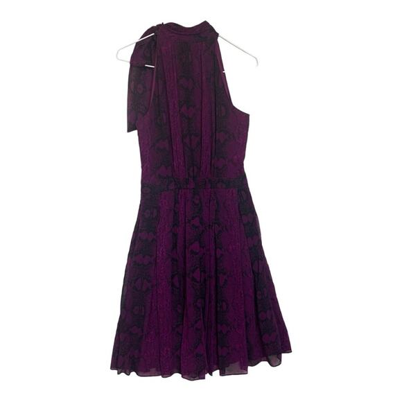 WHBM women's size 2 dress purple black snakeskin high neck bow white house XS - Picture 7 of 11